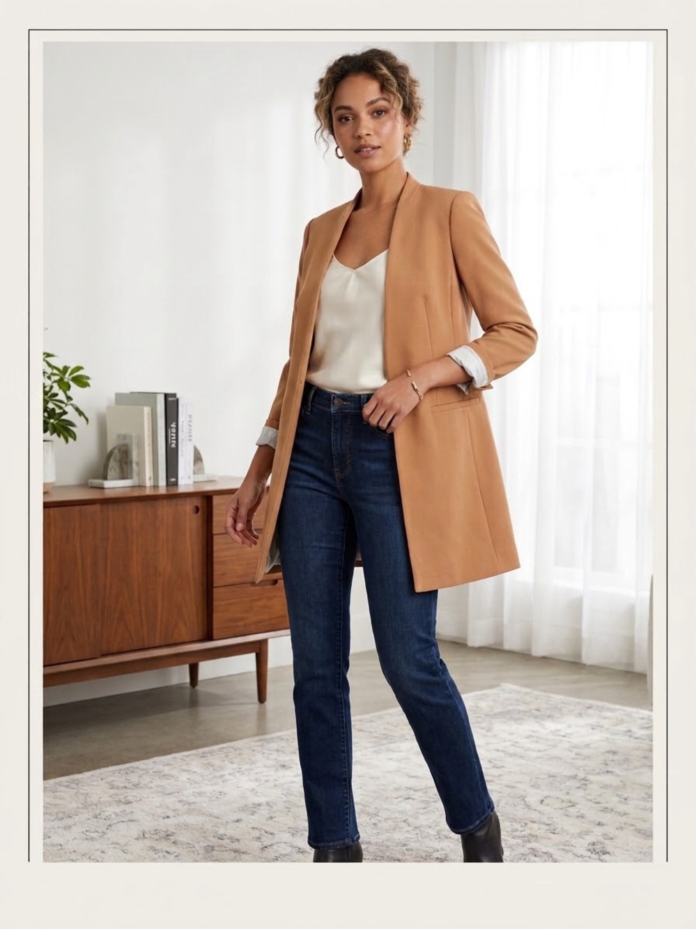 Calvin Klein Camel Longline Blazer